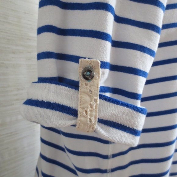 Anthropologie E by Eloise Blue and White Breton Stripe Cotton Tee T-Shirt - Picture 6 of 8